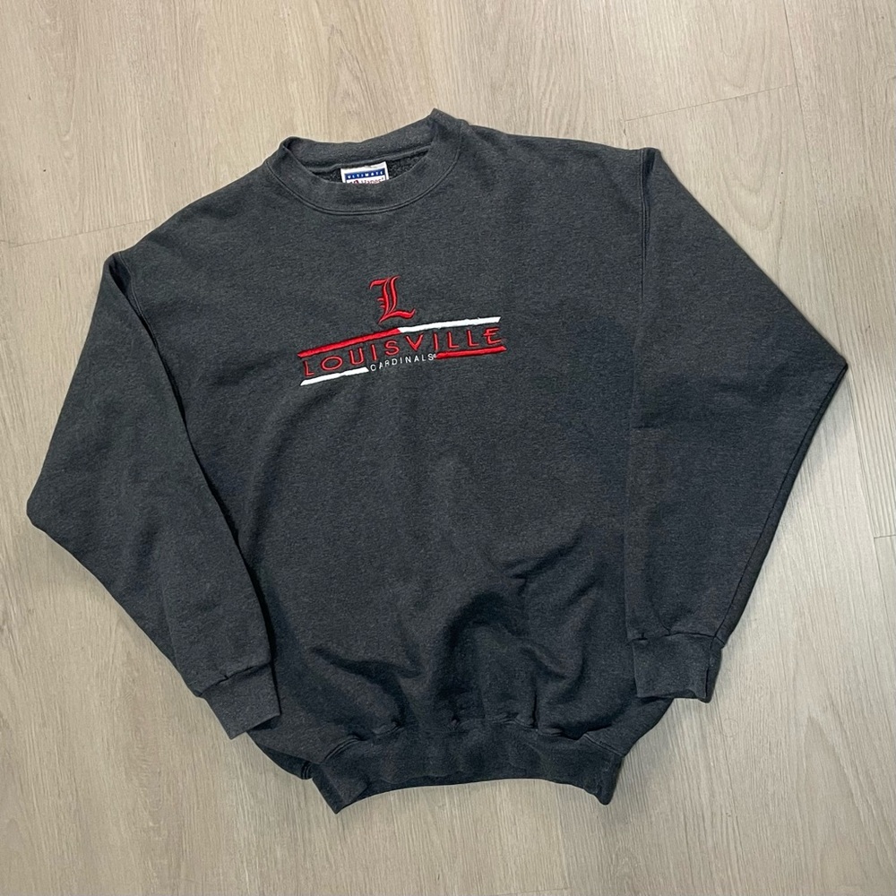 Vintage Hanes Louisville Cardinals Crewneck Dark Grey